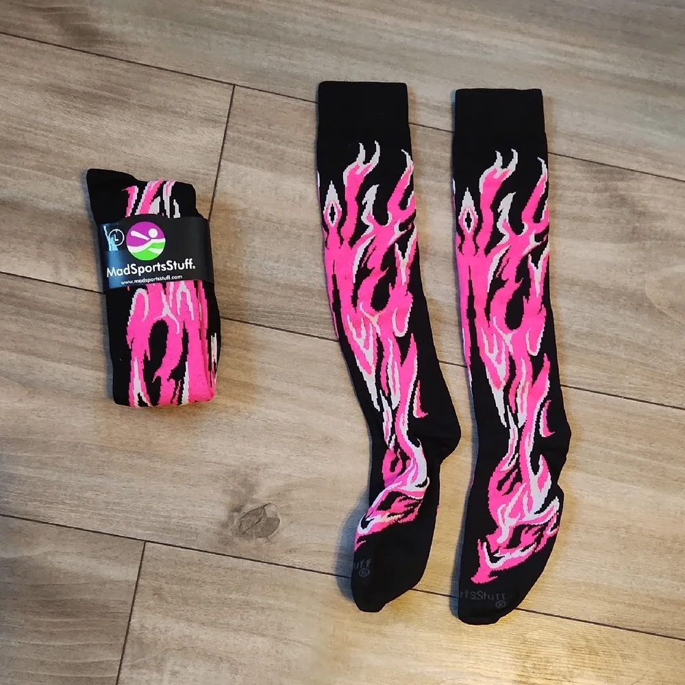 Pink Flame Crew Socks NWT
